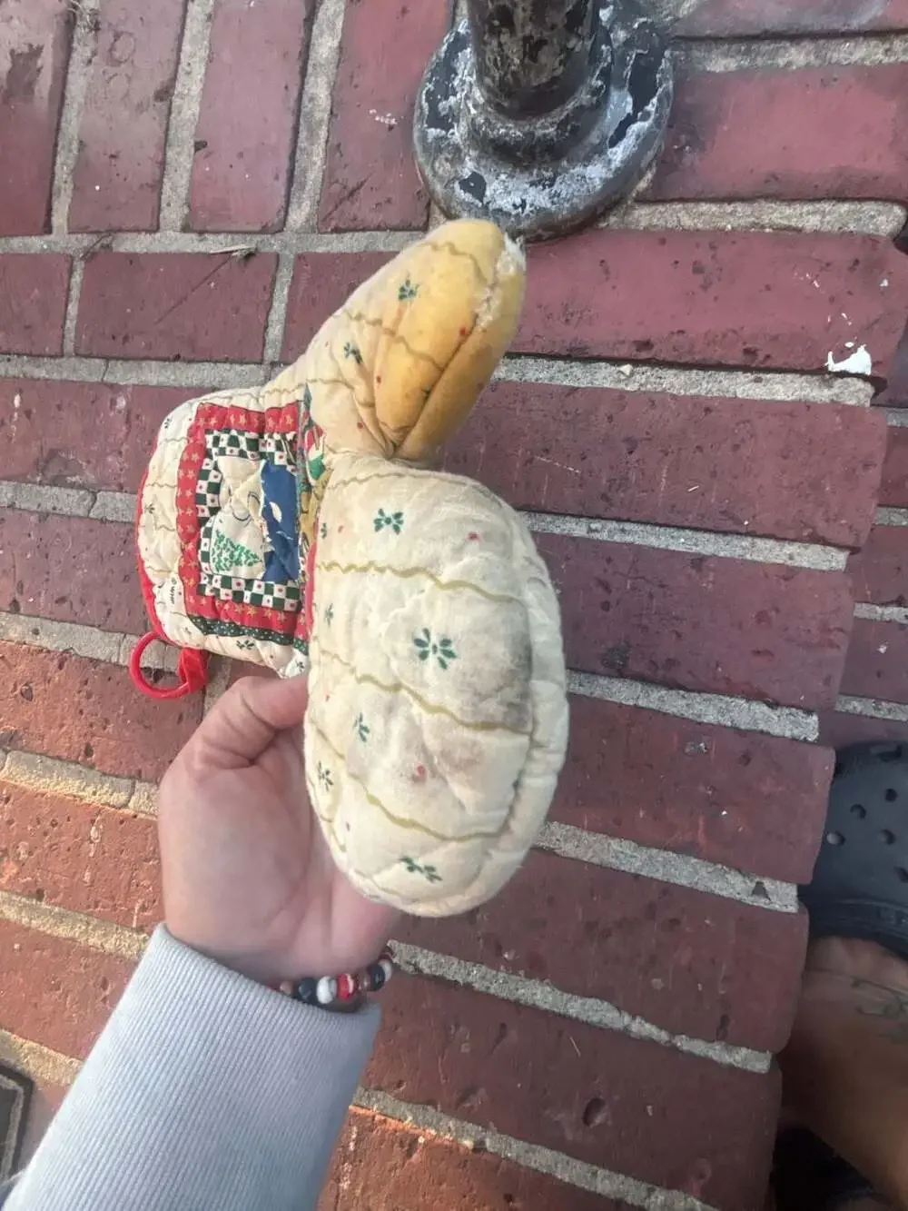 Vintage Franco Christmas Quilted Teddy Bear Oven Mitt